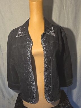 Lady Noiz Black Denim Jacket with Crystal Accent